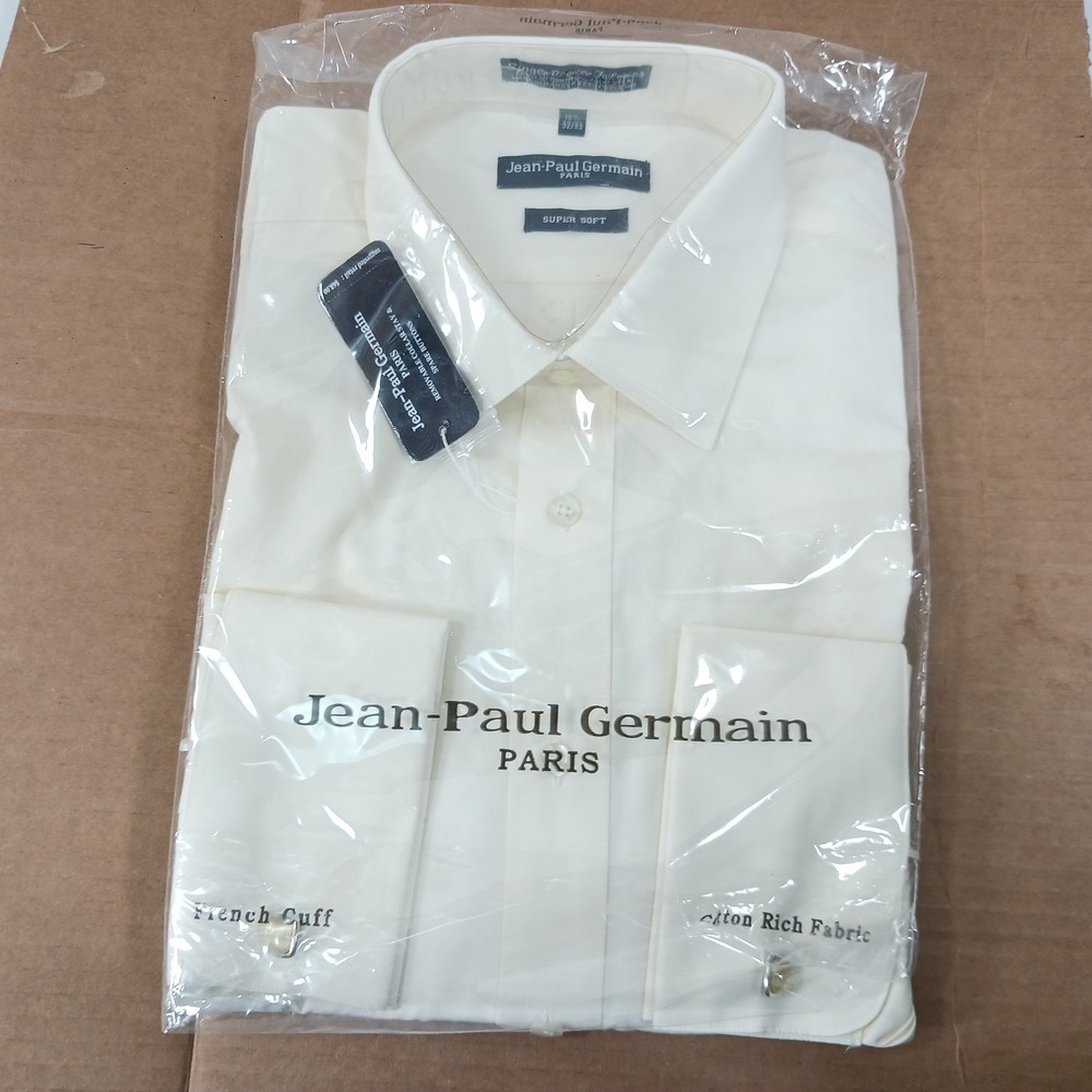 Jean-Paul Germain Mens Dress Shirt 16.5 32/33 Cream French Cuff Super Soft 615FC - Picture 7 of 9